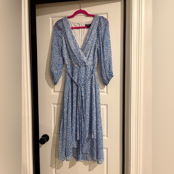 DKNY blue and white leopard high low dress - Picture 1 of 1